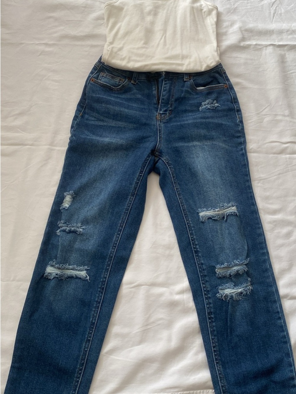 Vanilla Star Dark Blue Distressed Boyfriend Jeans